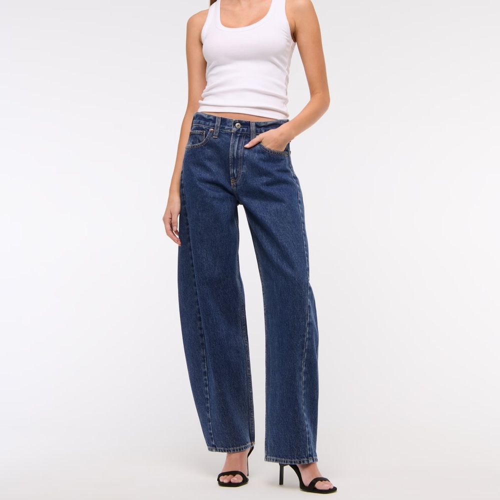 Abercrombie mid rise barrel jeans